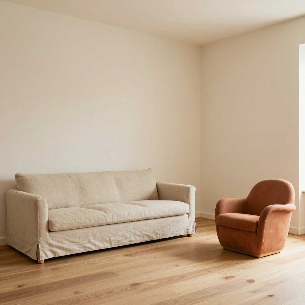 Studio-generated room with a terracotta armchair