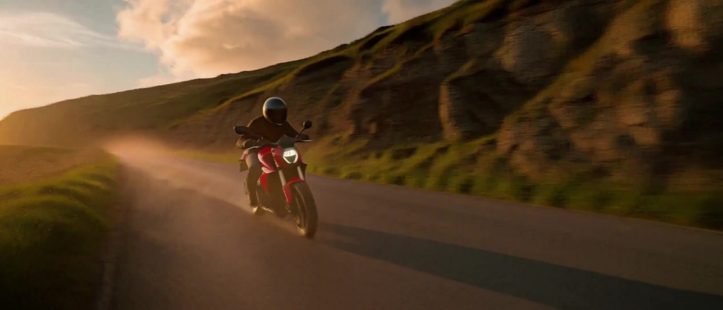Actual DeepAny Studio Text to Video result: a five-second 21:9 tracking shot along a coastal road, from a single text prompt.